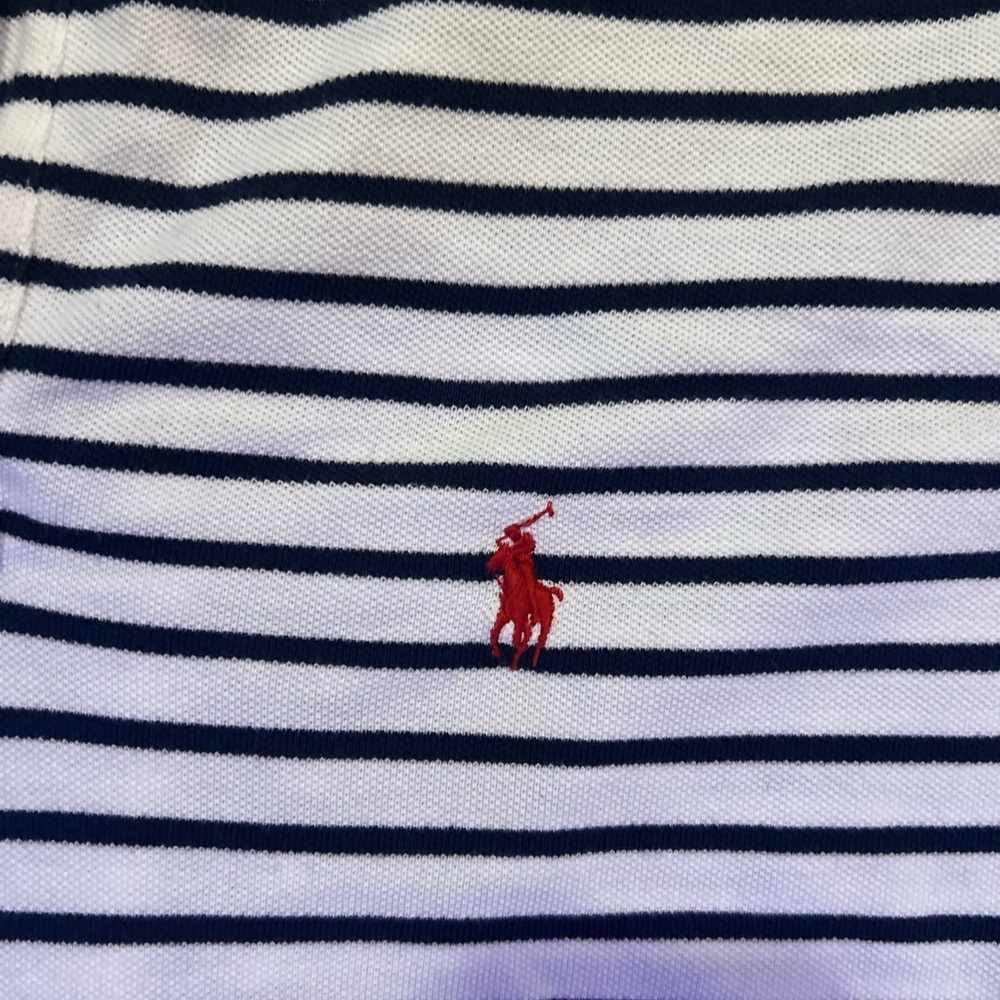 White with Navy stripes Polo shirt